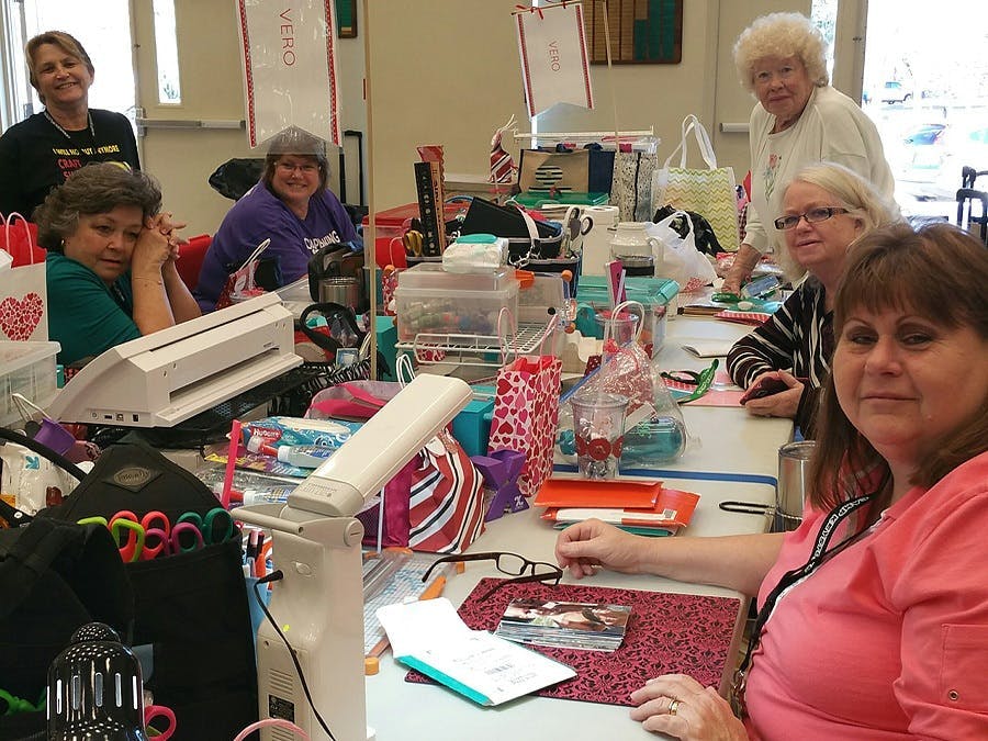 Women scrapbooking at ministry	